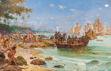 Desembarque de Pedro &Aacute;lvares Cabral em Porto Seguro, por Oscar Pereira da Silva (1922)