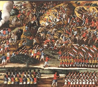 Pintura representando uma cena da Batalha dos Guararapes