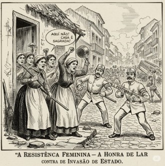 Charge sobre o papel das mulheres na Revolta da Vacina Charge sobre o papel das mulheres na Revolta da Vacina