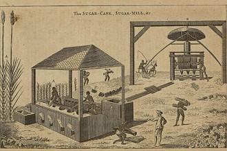 Ilustra&ccedil;&atilde;o de um engenho de a&ccedil;&uacute;car no Brasil Colonial