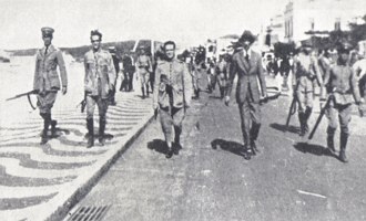Foto dos soldados nas ruas de Copacabana na Revolta dos 18 do Forte