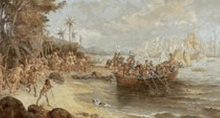 Desembarque de Cabral em Porto Seguro - autor: Oscar Pereira da Silva Acervo do Museu Histórico Nacional, RJ.