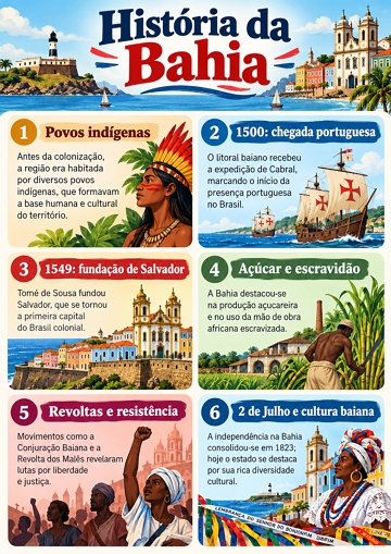 Infográfico com os principais momentos da história da Bahia Infográfico com os principais momentos da história da Bahia