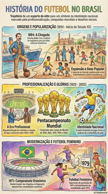 História do Futebol no Brasil Infográfico com resumo sobre a História do Futebol no Brasil