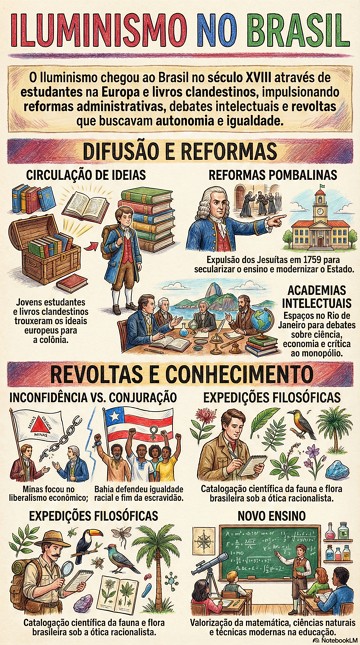 Infogr&aacute;fico com resumo sobre o Iluminismo no Brasil