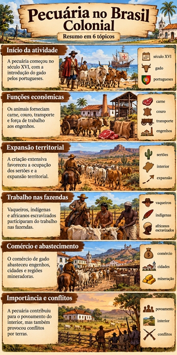 Infográfico sobre a história da pecuária no Brasil Colonial Infográfico sobre a história da pecuária no Brasil Colonial