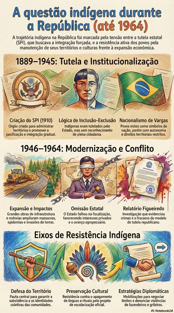 Infogr&aacute;fico sobre a quest&atilde;o ind&iacute;gena durante a Rep&uacute;blica (at&eacute; 1964)