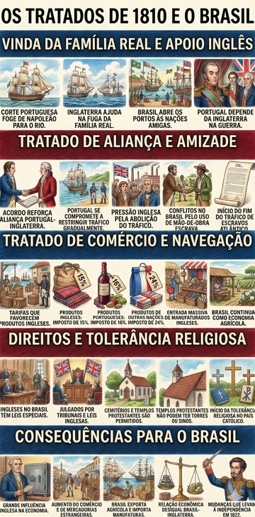Infogr&aacute;fico com resumo sobre os Tratados de 1810