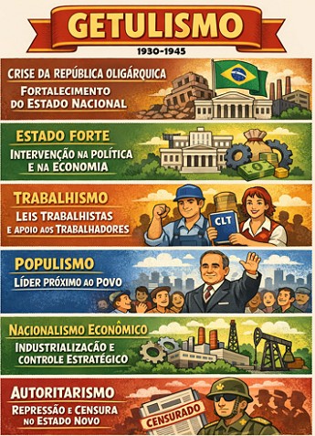 Infogr&aacute;fico com as caracter&iacute;sticas do Getulismo