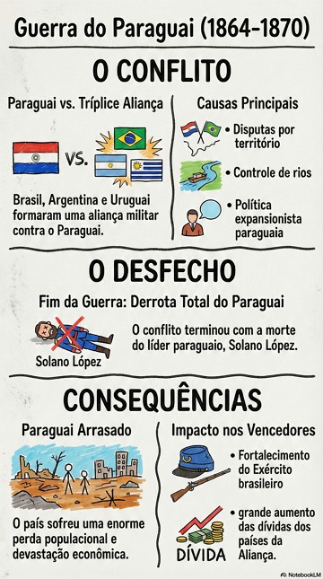 Infogr&aacute;fico com resumo sobre a Guerra do Paraguai