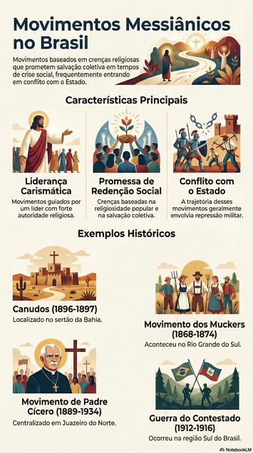 Infogr&aacute;fico sobre os movimentos messi&acirc;nicos no Brasil