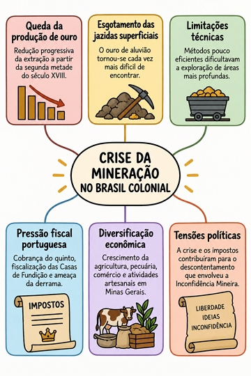 Mapa mental sobre a crise da mineração no Brasil Colonial Mapa mental sobre a crise da mineração no Brasil Colonial
