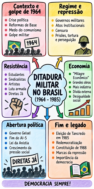 Mapa mental sobre a Ditadura Militar no Brasil Mapa mental sobre a Ditadura Militar no Brasil