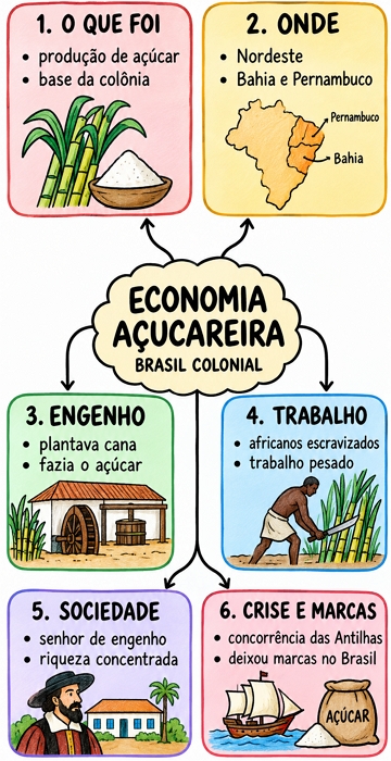 Mapa Mental sobre a Economia Açucareira no Brasil Colonial Mapa Mental sobre a Economia Açucareira no Brasil Colonial