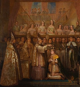 Cerimônia de coroação de Pedro II com 15 anos