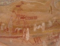 Exemplo de pintura rupestre feita na época da pré-história brasileira.