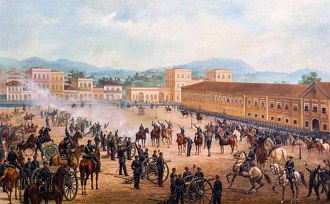 Pintura retratando a Proclamação da República no Brasil em 15 de novembro de 1889.