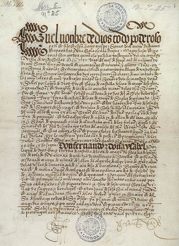 Folha de rosto do Tratado de Tordesilhas (1494)