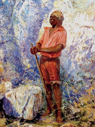 Pintura retratando Zumbi dos Palmares